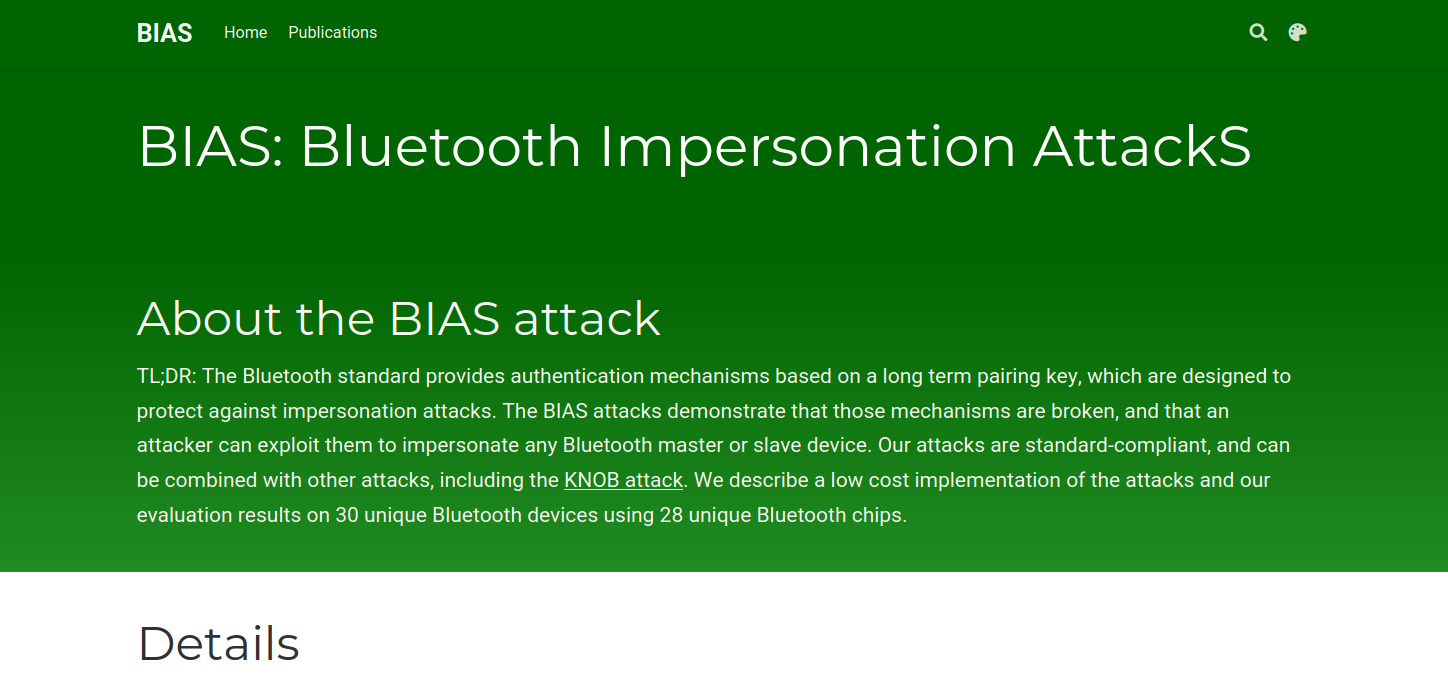 TL;DR: The Bluetooth standard provides authentication mechanisms based on a long term pairing key, which are designed to protect against impersonation